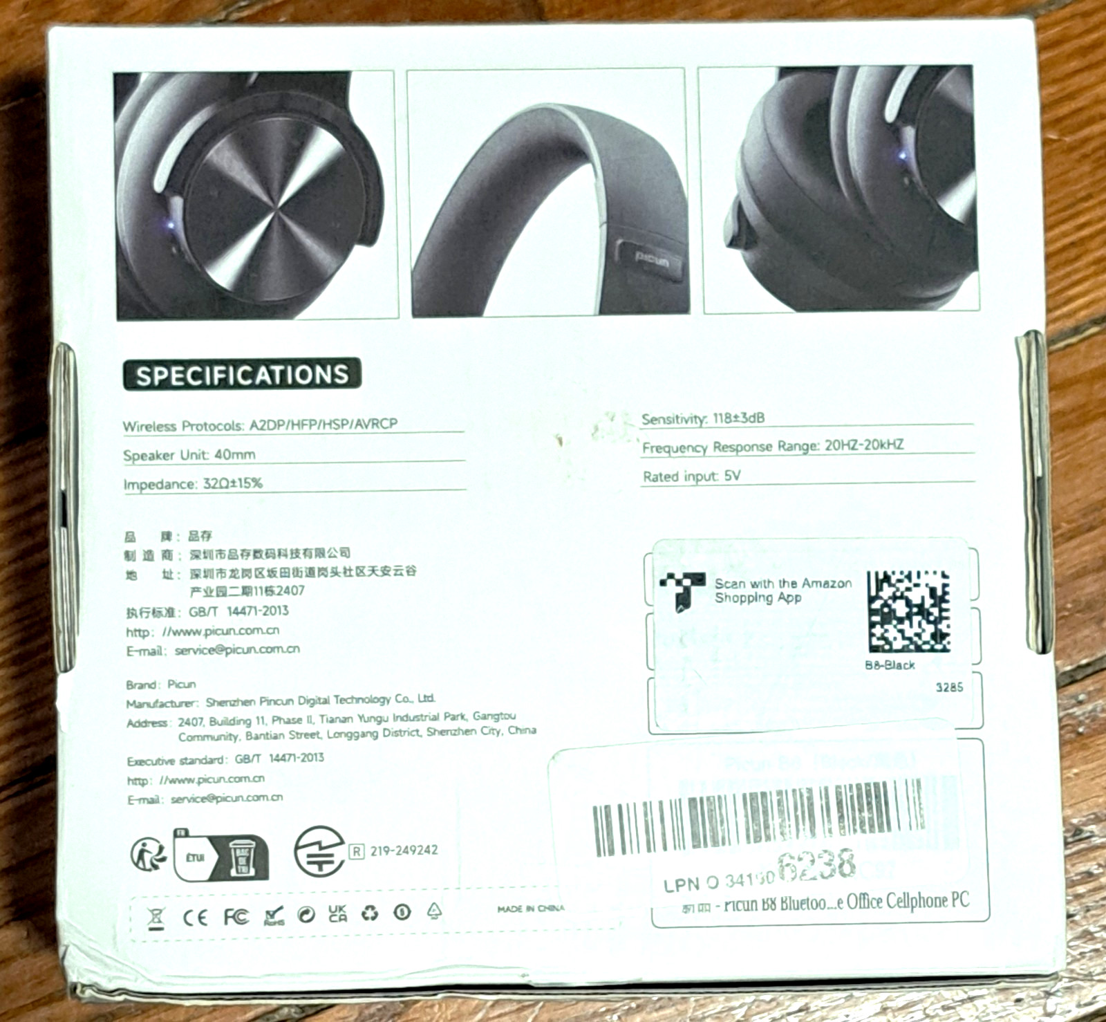 Picun B8 Bluetooth Headphones, 120H Playtime Headphone Wireless Bluetooth with 3