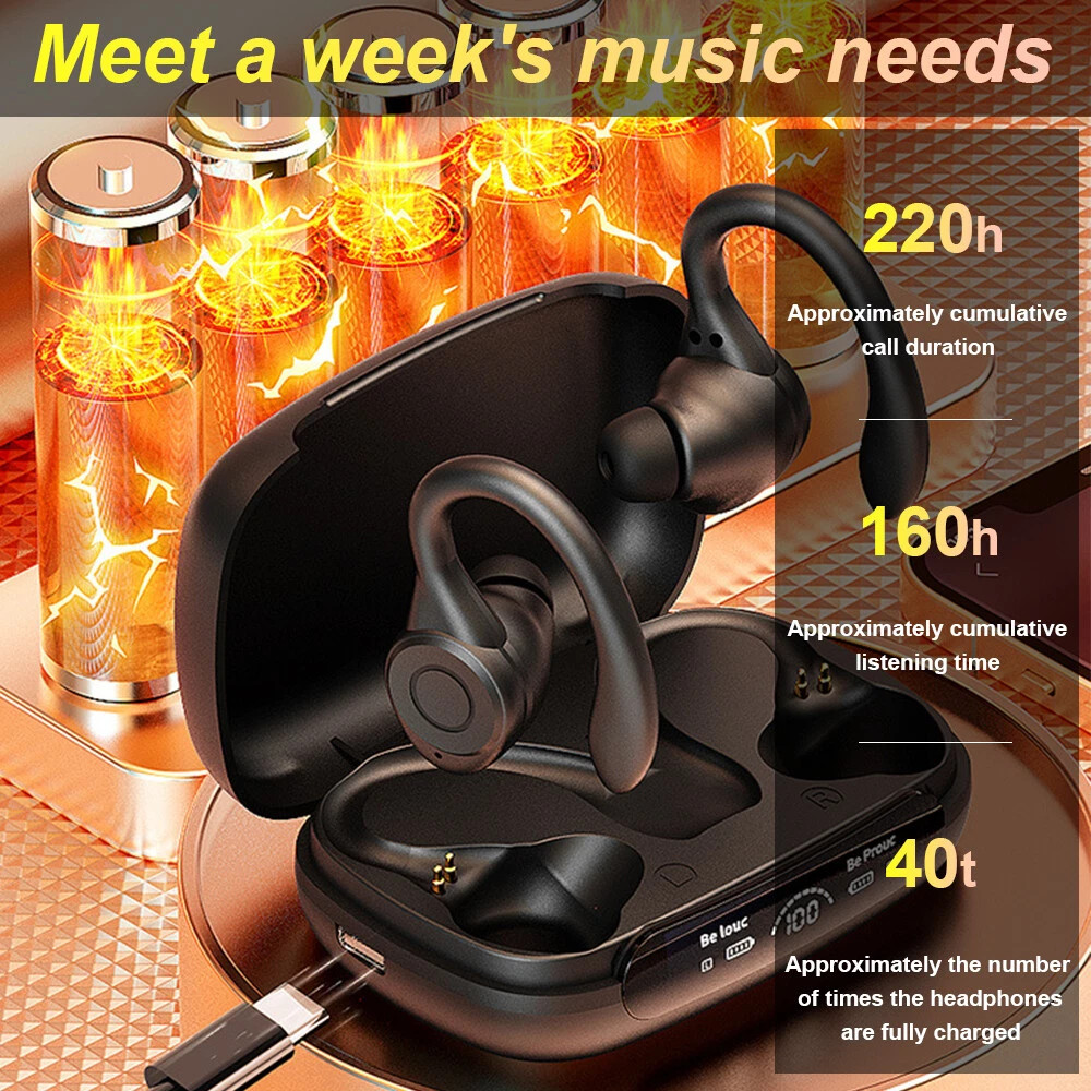 Wireless Bluetooth 5.3 Headset TWS Earphones Earbuds Stereo Headphones Ear Hook