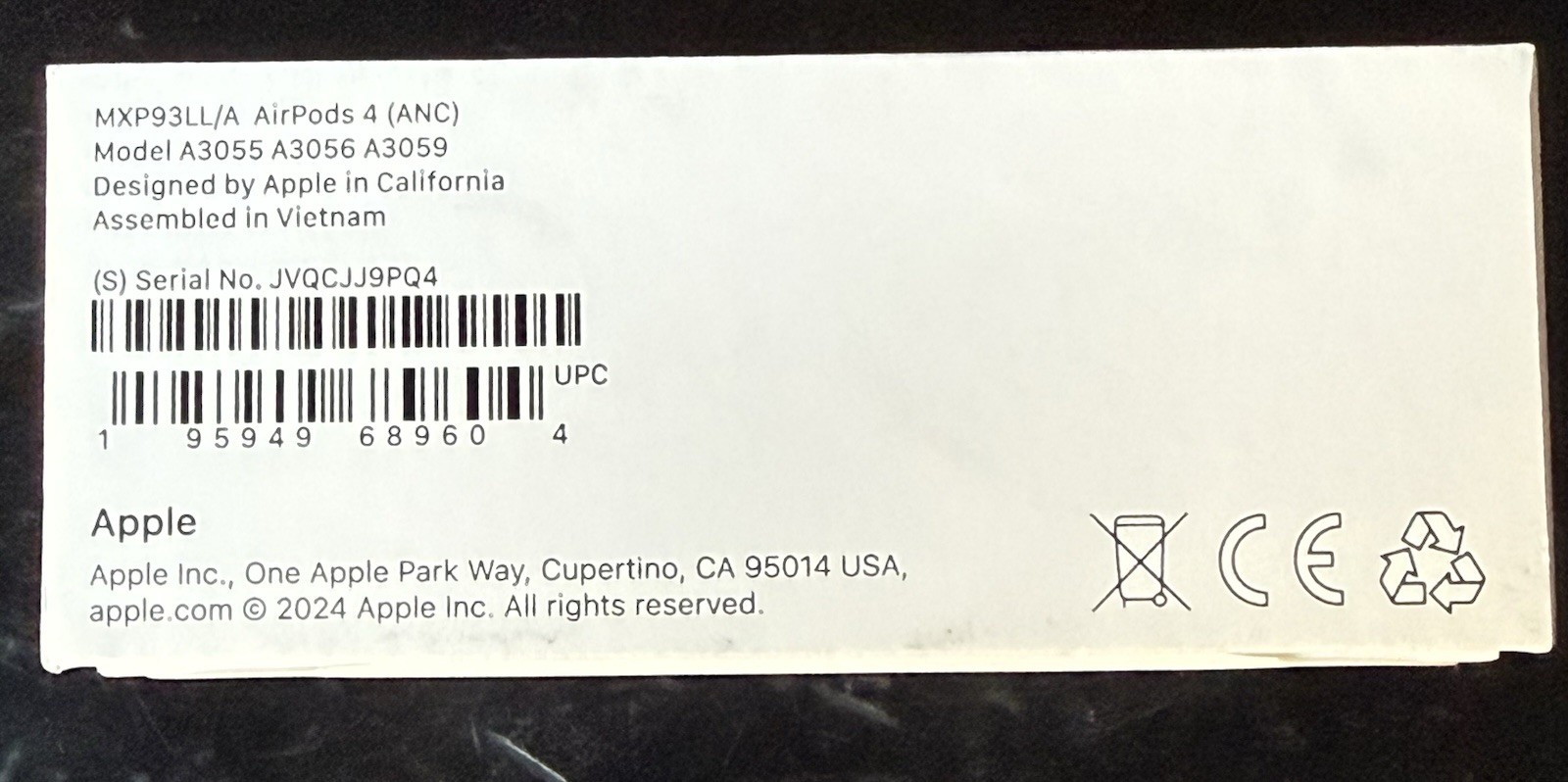 Apple AirPods 4 with Active Noise Cancellation. Model# MXP93LL/A. Sealed
