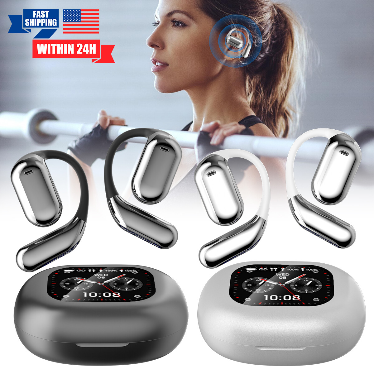 Xp2 Over The Ear Earbuds Noise Cancelling Bluetooth 5.4 Wireless Open Earphones