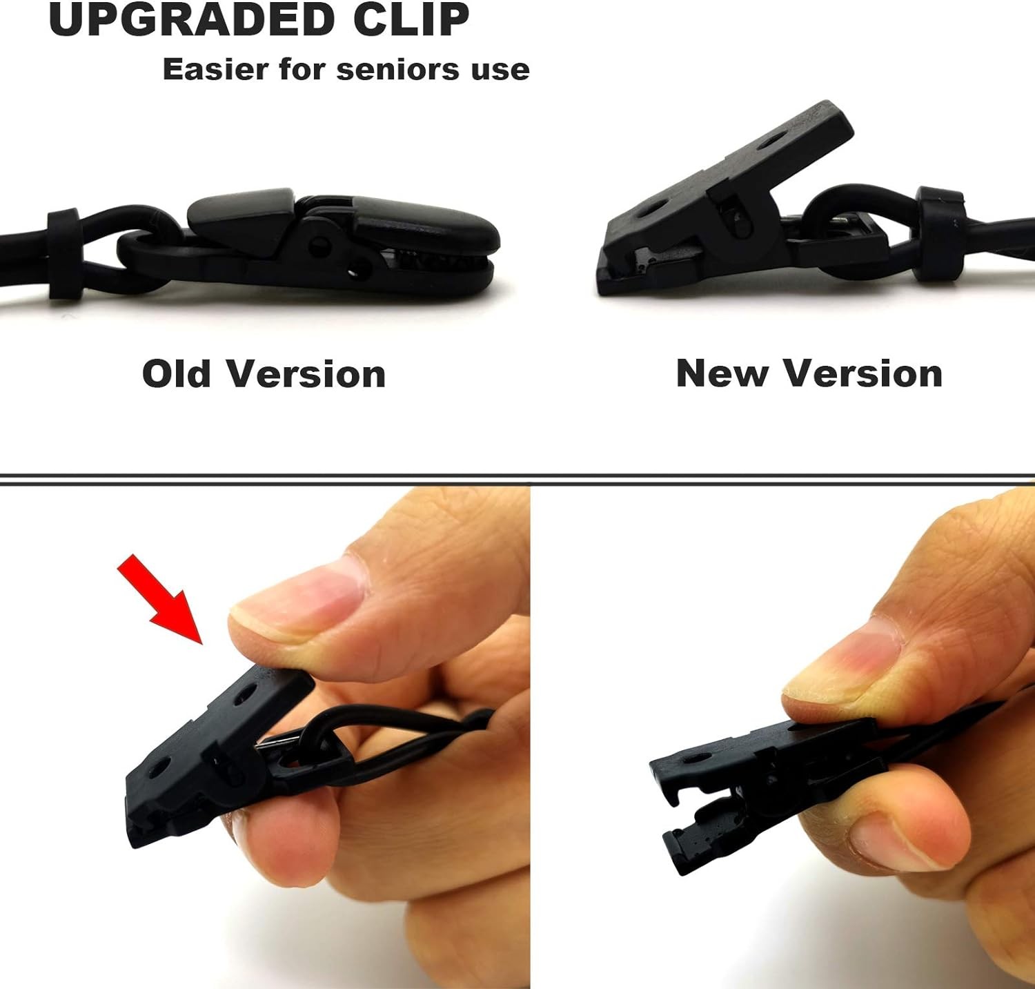 2 Pieces Hearing Aid Clip Anti-Lost Lanyard BTE 1 count (Pack of 1), Black