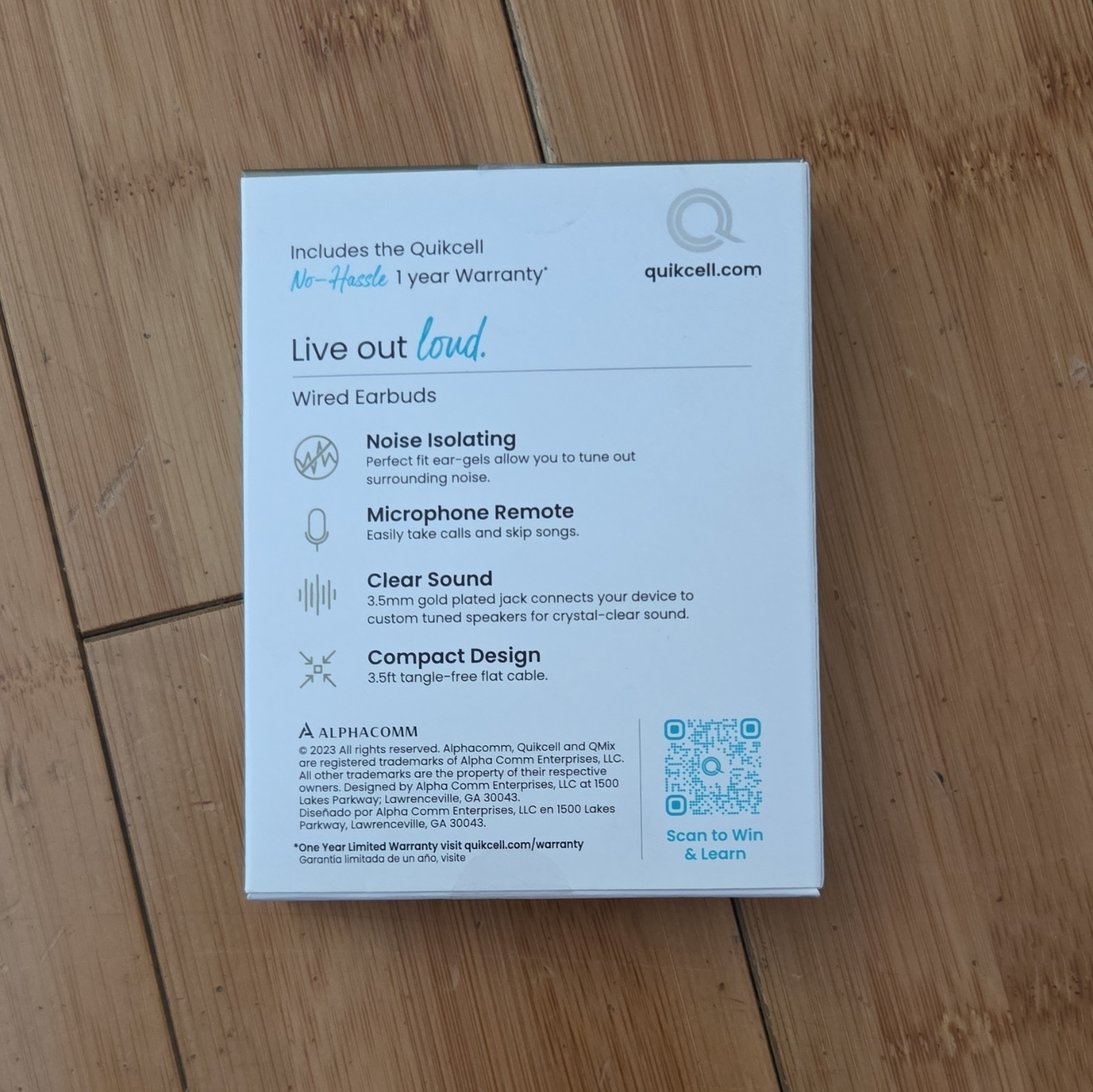 Quikcell QMIX 100 In-Ear Earbuds Blue/White 3.5mm w/ Mic Remote, Noise Isol
