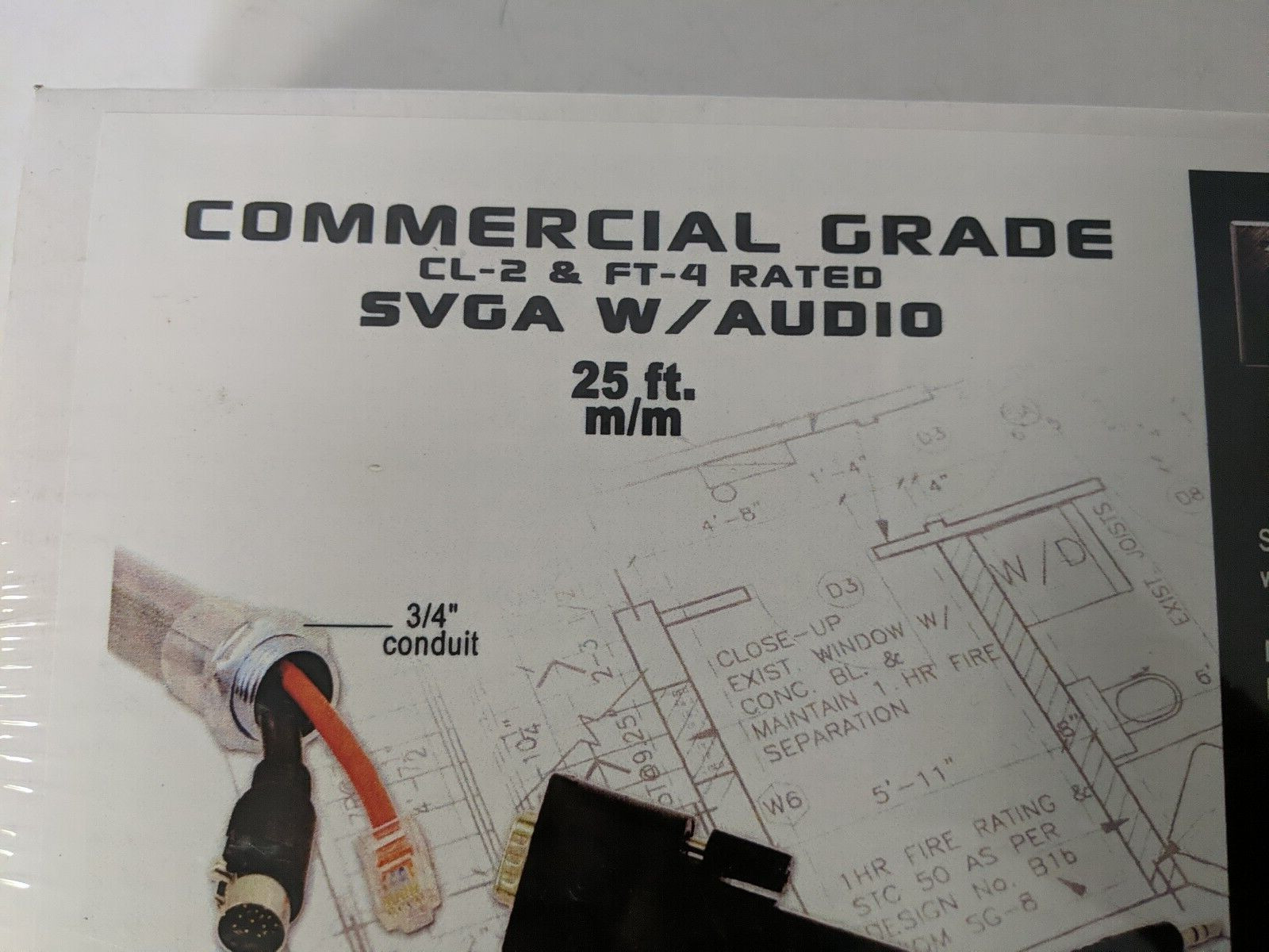 COMMERCIAL GRADE CL-2 & FT-4 RATED SVGA W/AUDIO 25FT. M/M