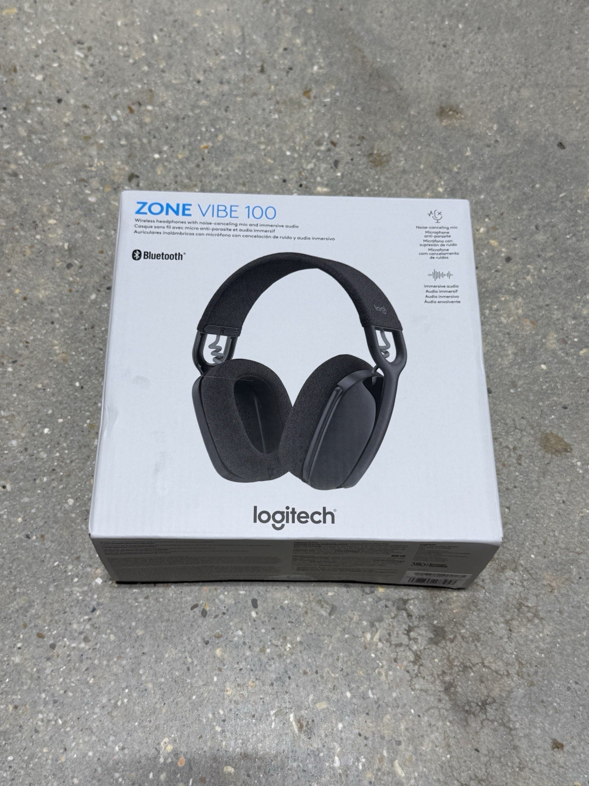 Logitech Zone Vibe 100 Lightweight Wireless Over Ear Headphones Mac/PC Graphite