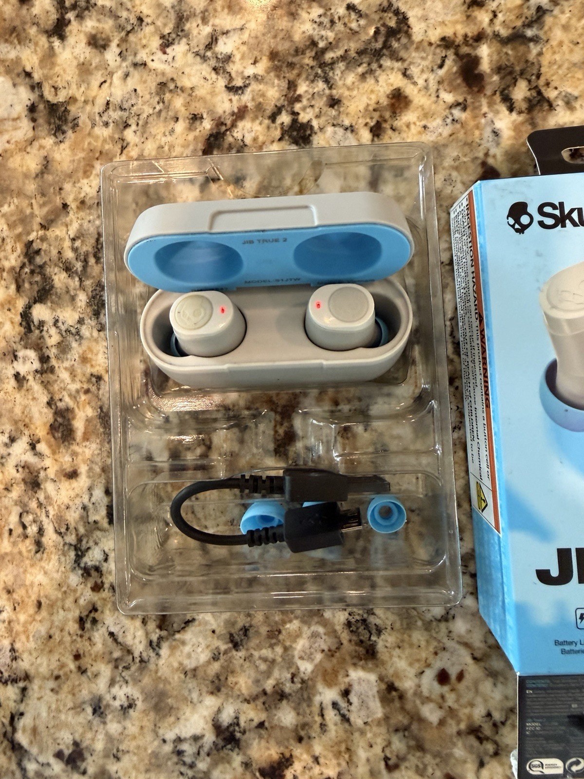 Skullcandy Jib True 2 True Wireless Bluetooth In-Ear Earbuds Blue/White w/ Case