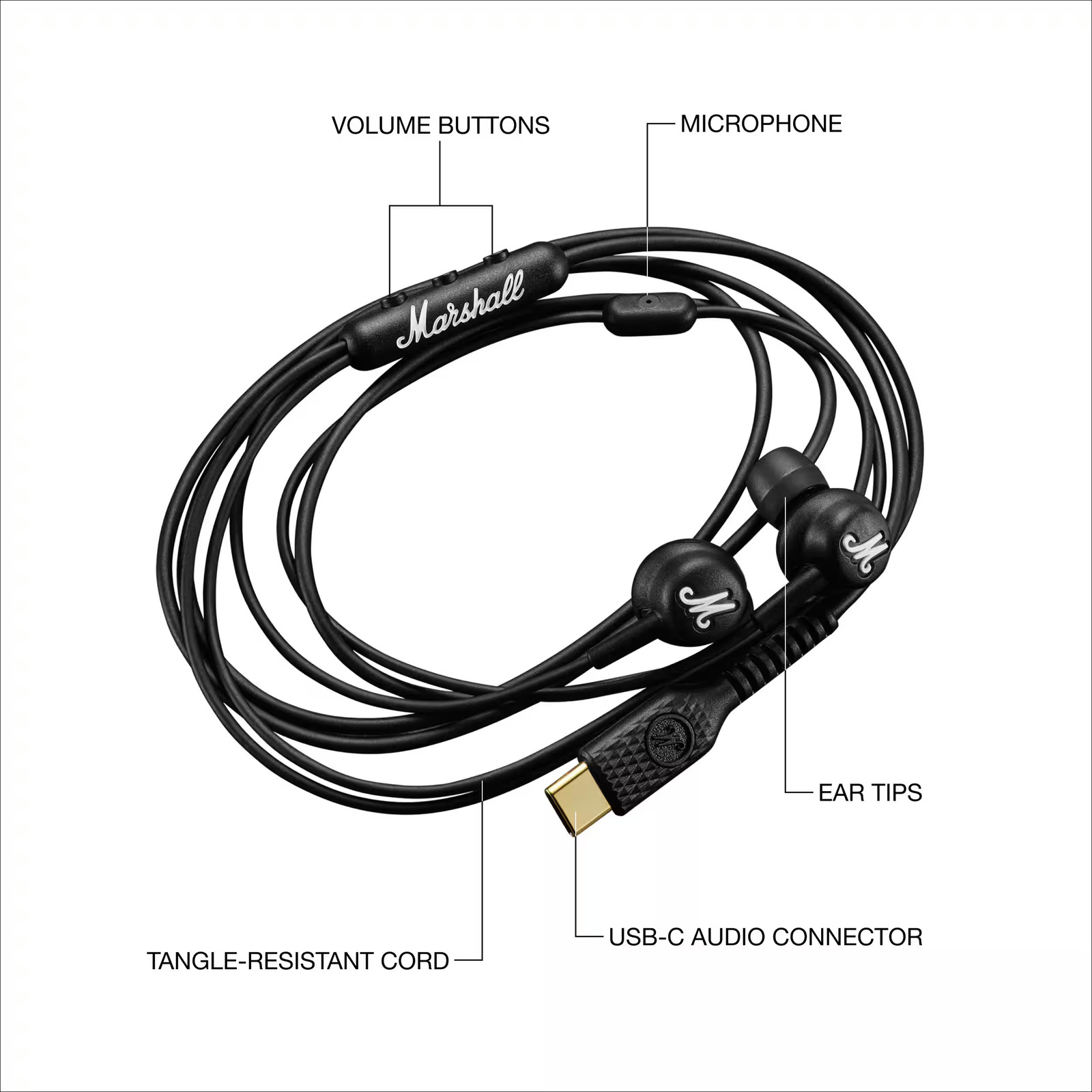 Marshall – Mode USB-C In-ear Wired Earbuds with Built-in Microphone, Customiz…