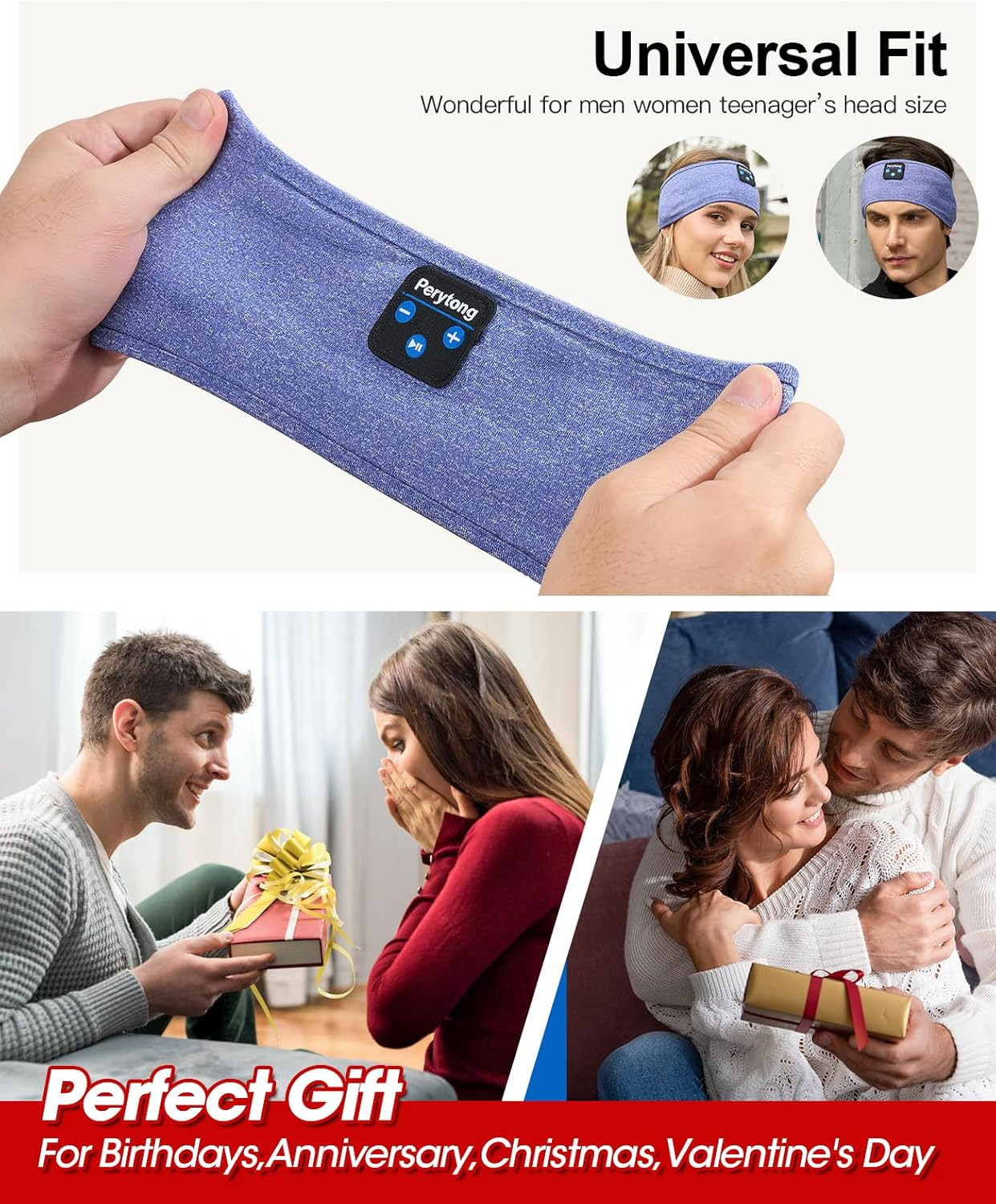 Wireless Sleep Headphones, Bluetooth Sports Headband for Yoga & Travel – Skyblue