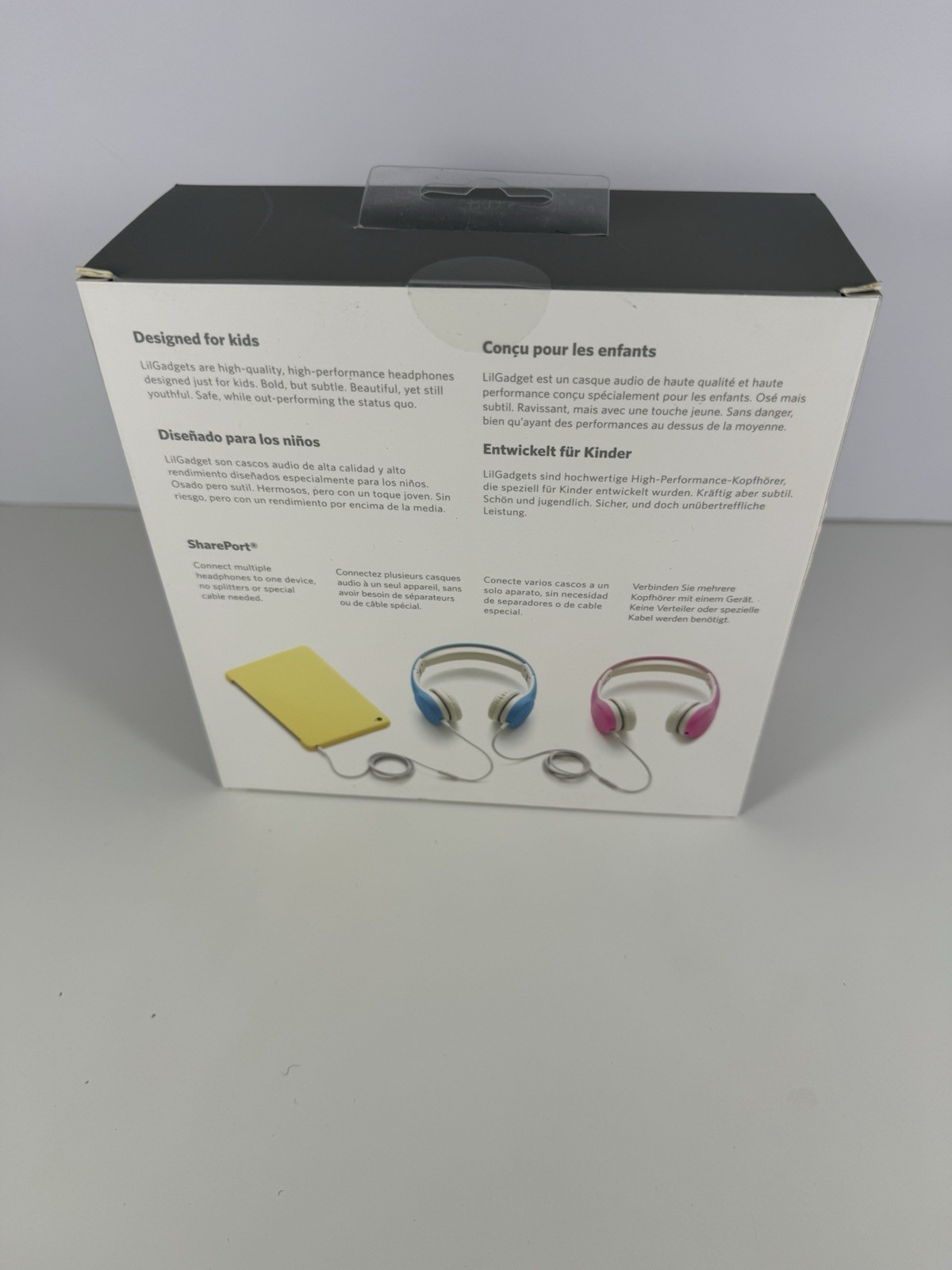 LilGadgets Connect+ Style Kids On-Ear Wired Headphones Black 93dB New Sealed