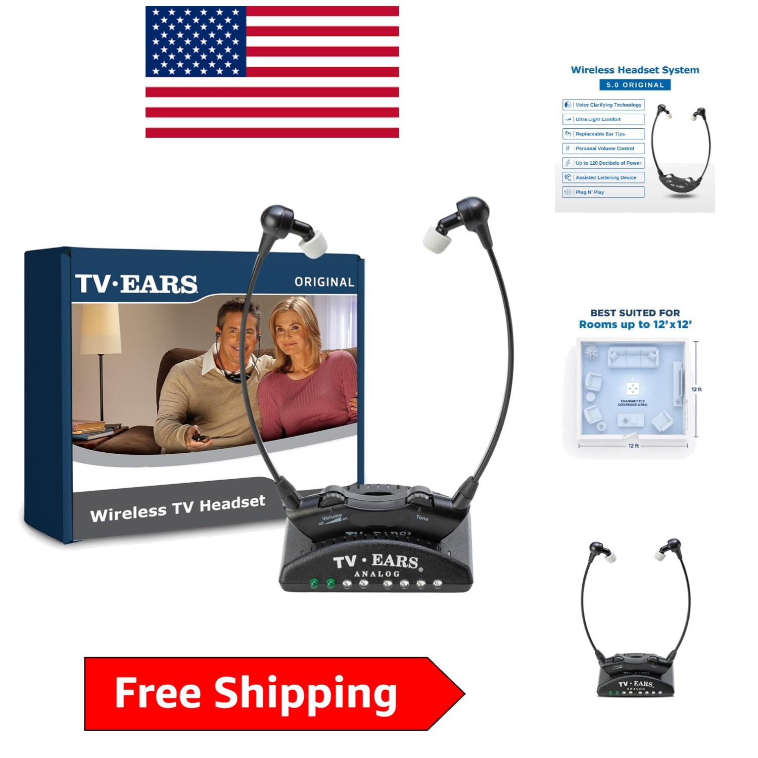 Analog Wireless Headset System for Seniors – Enhanced TV Listening Experience