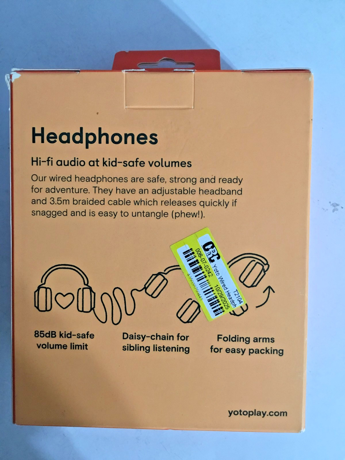 Yoto Wired Headphones – Over-Ear – 3.5mm Jack – for Kids – Fruit Punch