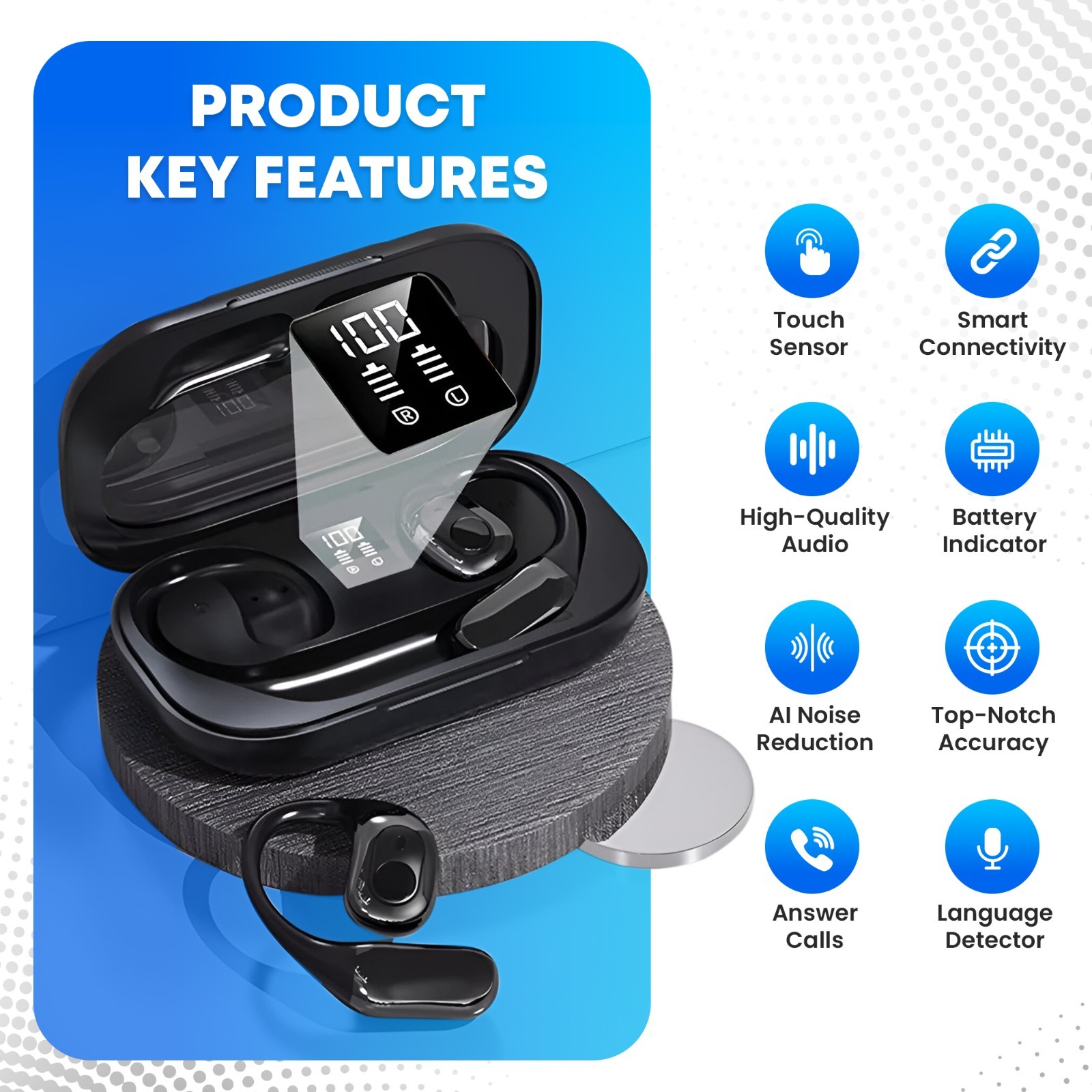 Translator Earbuds 144 Languages Real Time AI Voice Bluetooth Wireless