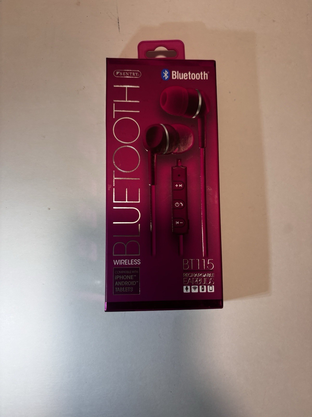 Sentry BT115 Bluetooth Wireless Rechargeable In-Ear Earbuds w/ Mic Pink 8mm