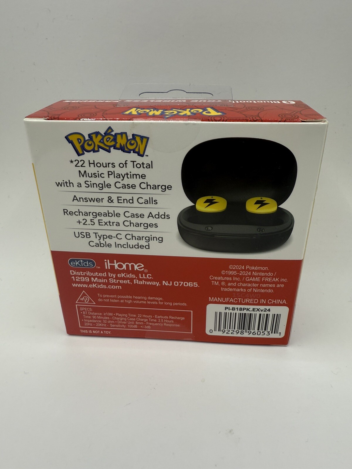 eKids iHome Pokemon Pikachu Bluetooth True Wireless Earbuds