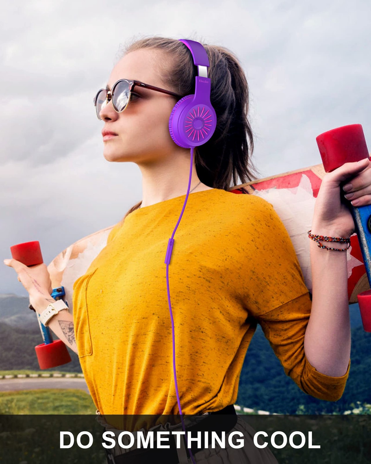 i45 Headphones Wired, On-Ear Headphones for , Purple