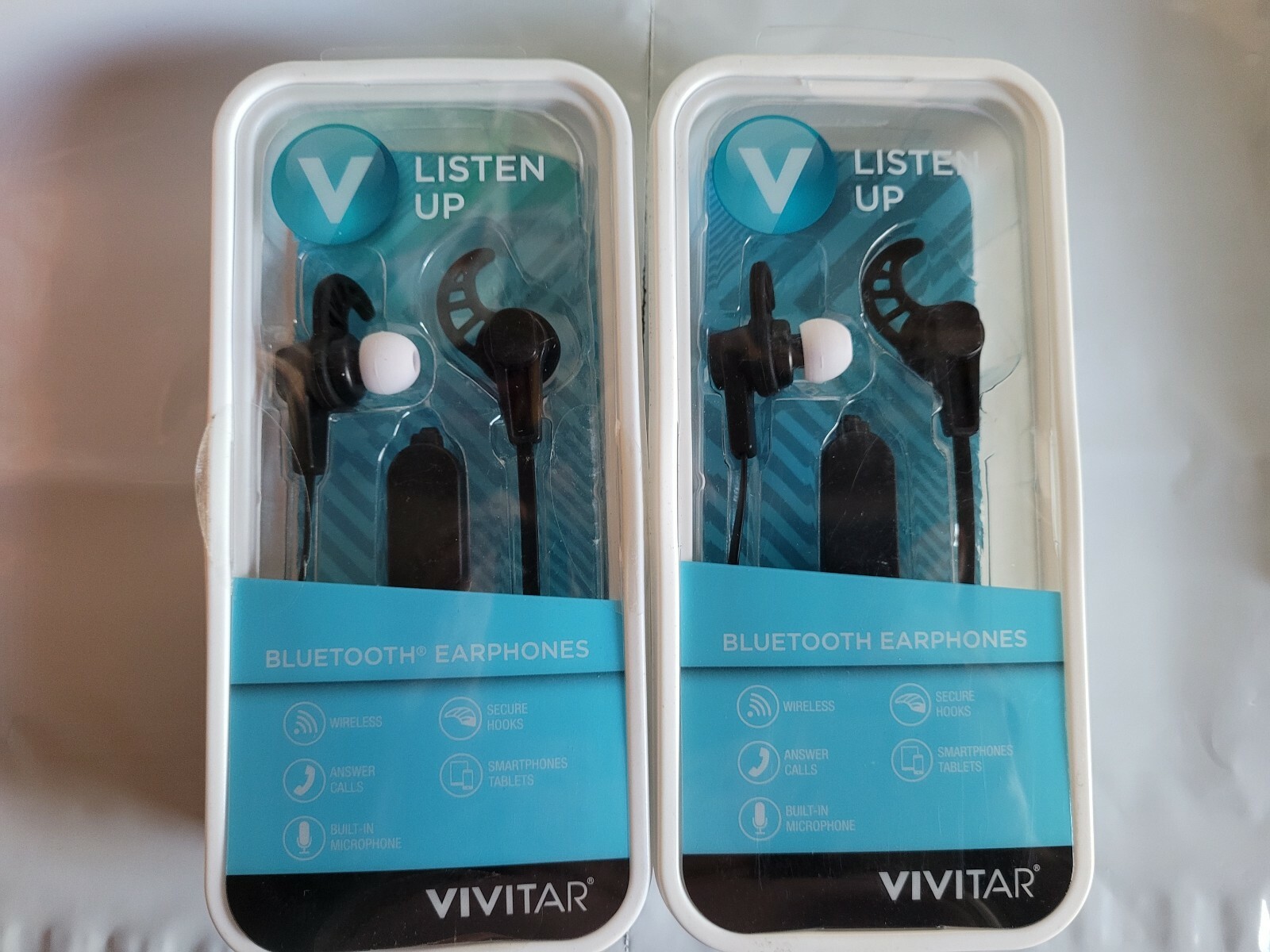 Vivitar Listen Up Bluetooth Earphones Wireless w/ Microphone calls 2 Sets New