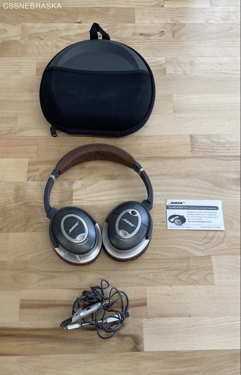 Bose QuietComfort 15 QC15 Over-Ear Noise Cancelling Headphones Brown Case Tested