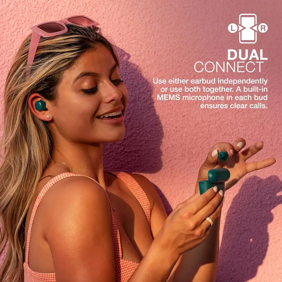 JLab – GO Air Pop True Wireless Earbuds in Teal. iOS & Android Compatible