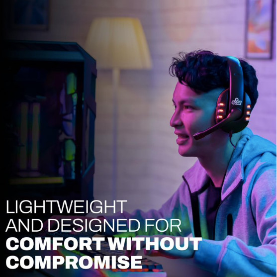 GAMEPUNK NightOwl LED Noise Cancelling Wired Gaming Headset with Mic, 6 ft Cable
