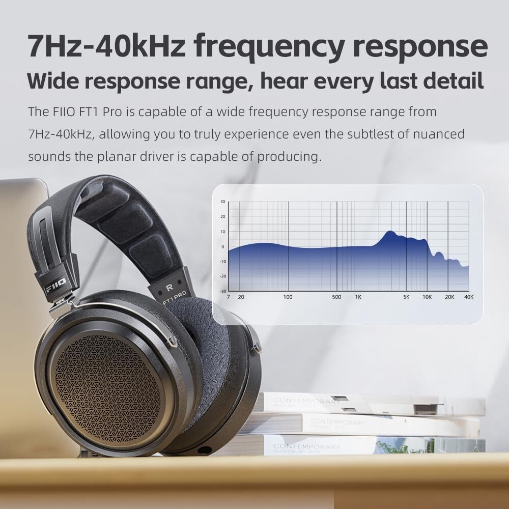 FiiO FT1 Pro Open-Back Planar Magnetic Wired Hi-Fi Headphone (Black)