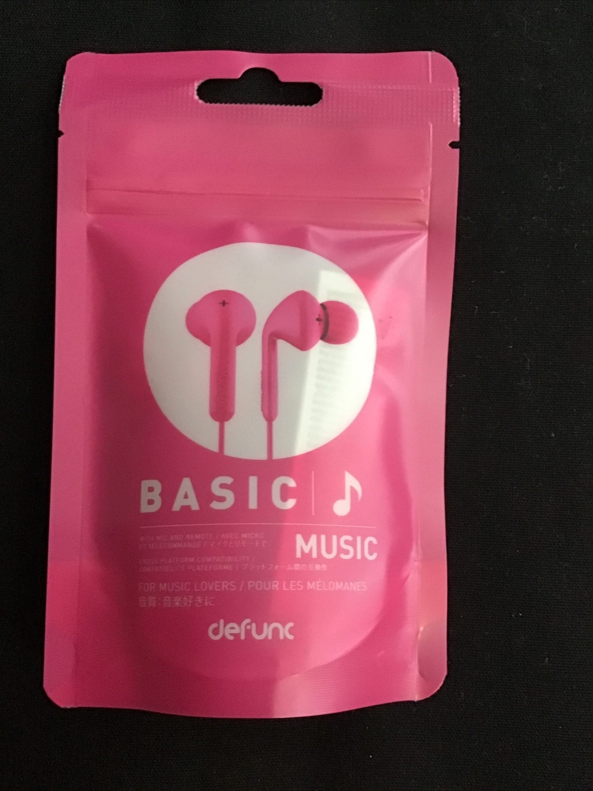 Brand New DeFunc Basic Music Earbuds With Mic And Remote Pink