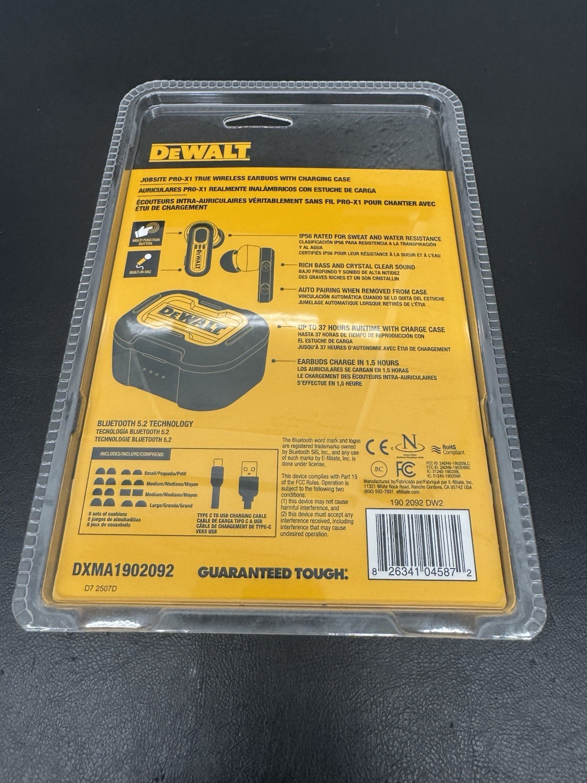 DEWALT DXMA1902092 Pro-X1 Jobsite Bluetooth Earbuds – Black/Yellow