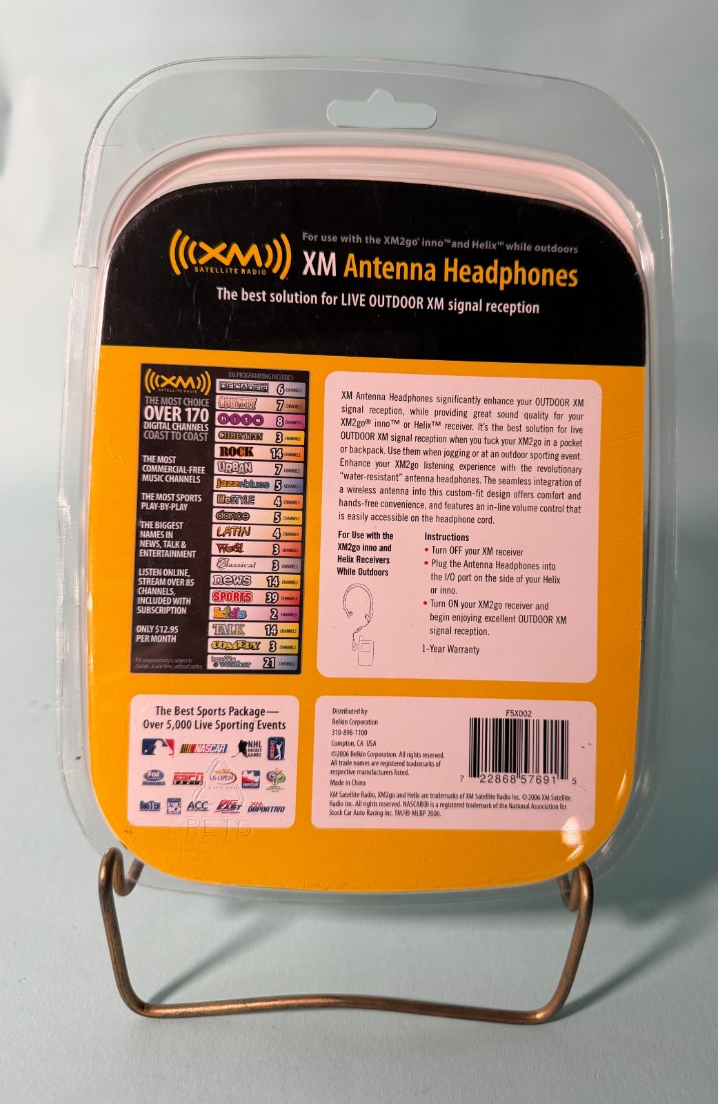 NOS Belkin F5X002 XM Satellite Radio Antenna Headphones XM2go & Helix NEW Sealed