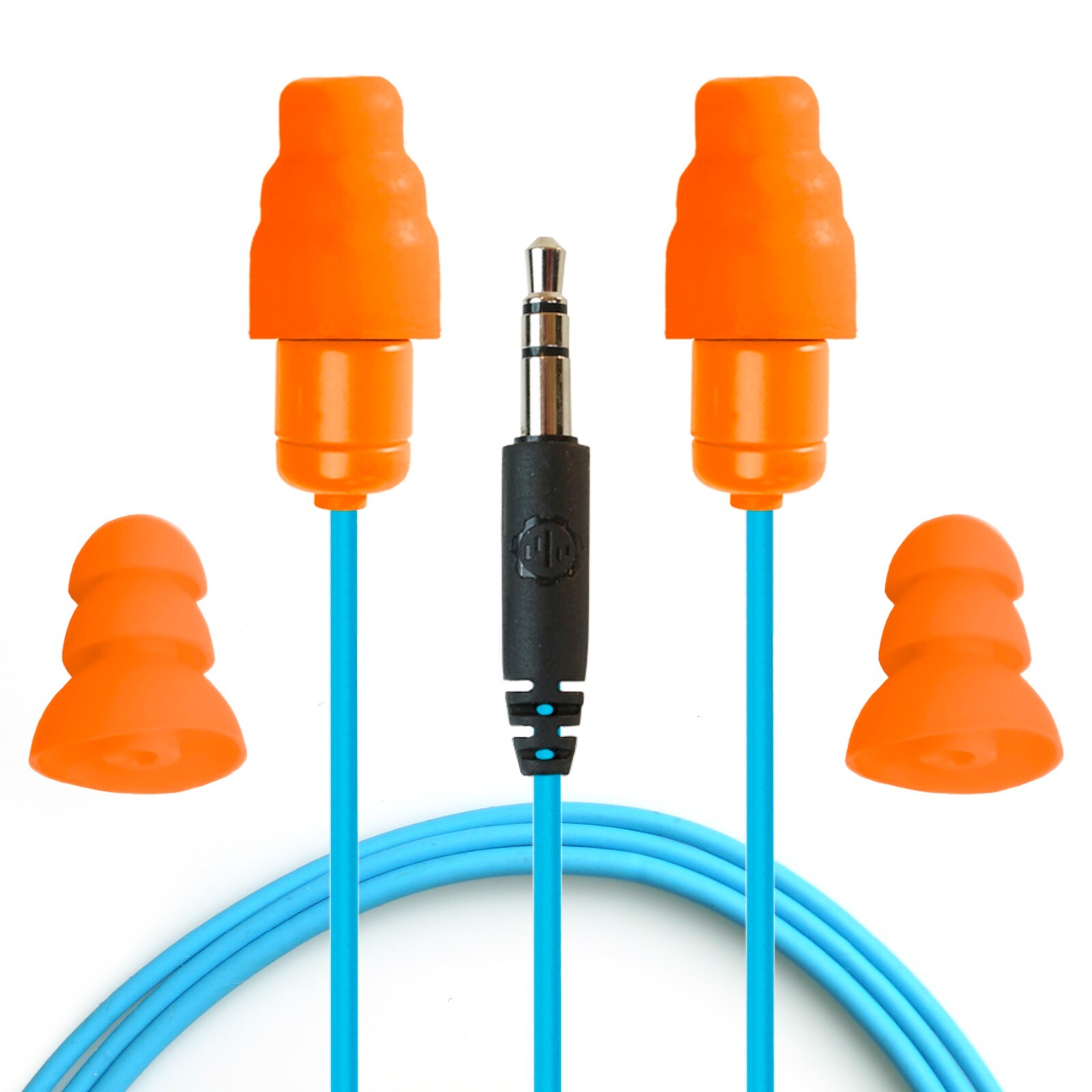 Plugfones Guardian Earplugs with Audio Ear Plug Headphones 26 dB NRR Orange OSHA