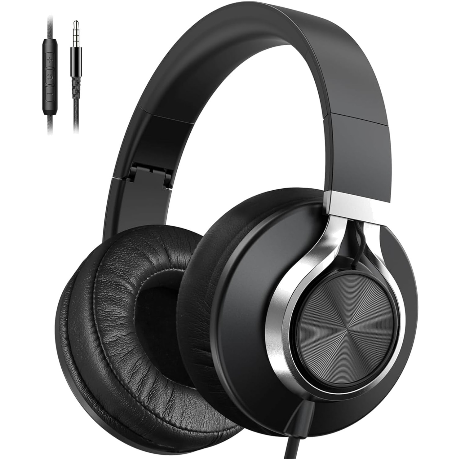 C90 Wired Headphones with Microphone – Black