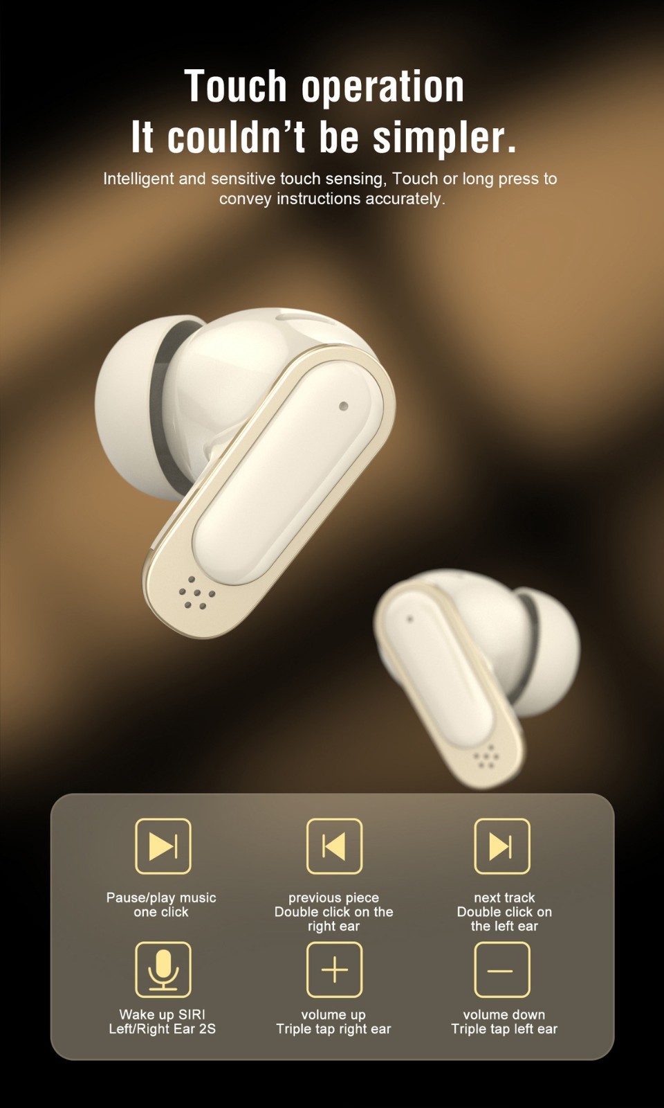 BOSECXT TWS Earbuds Bluetooth 5.3 ANC Wireless Headphones Smart Touch Screen