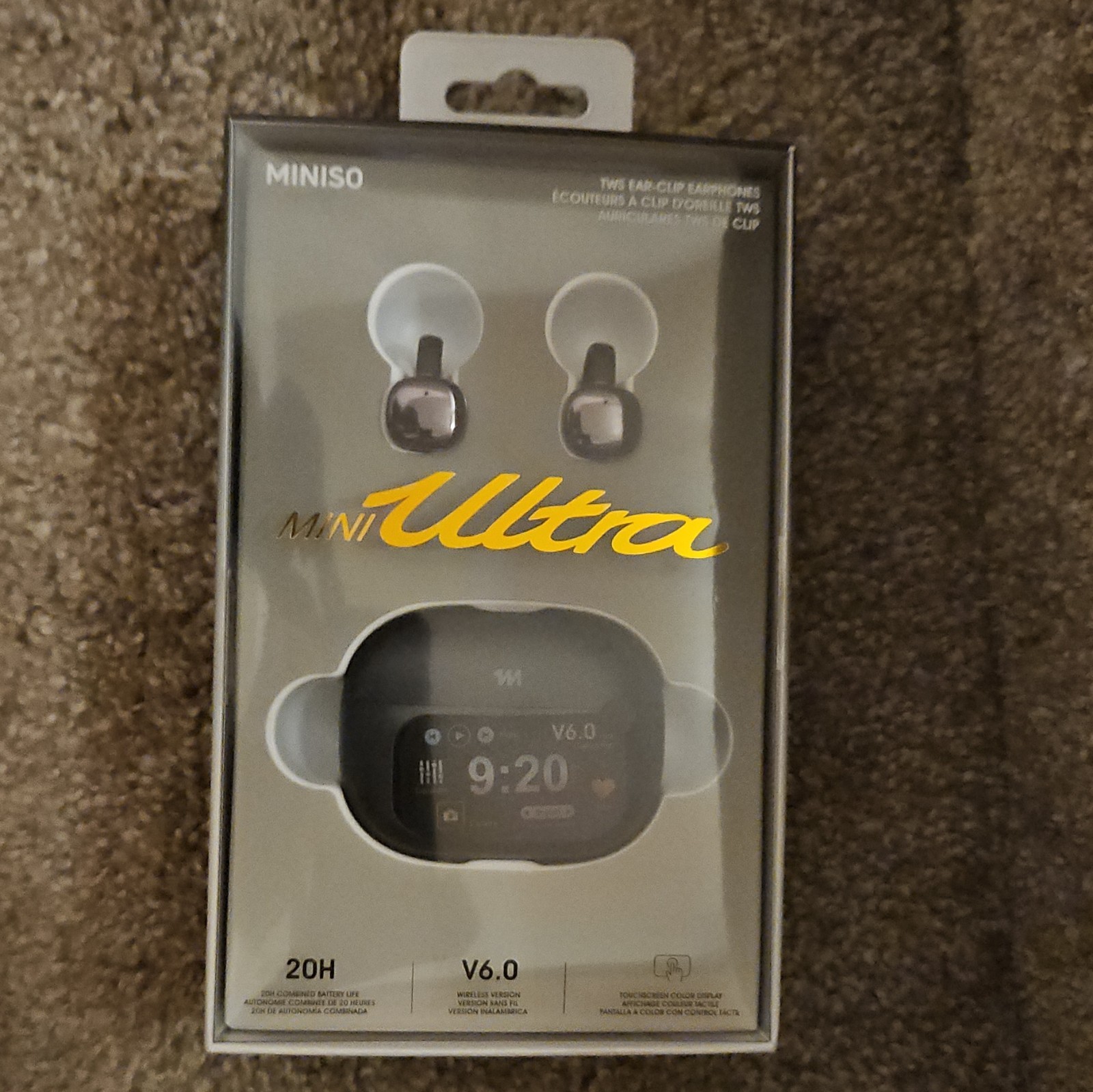 MINISO Mini Ultra TWS Bluetooth 6.0 Ear-Clip Earbuds Touch Control 20H Black
