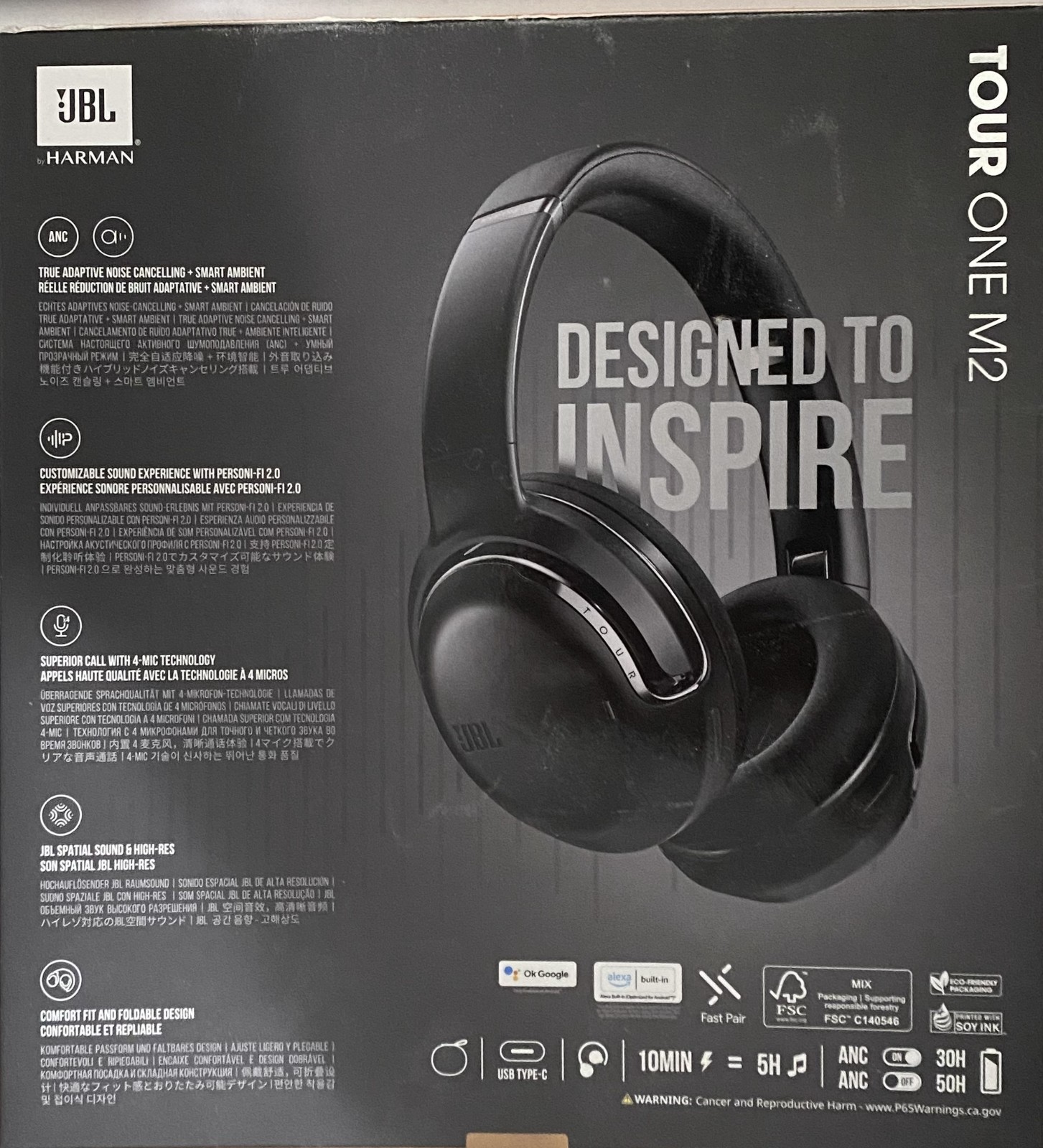 JBL Tour One M2 Wireless Over-Ear Active Noise Cancelling ANC BT Headphones