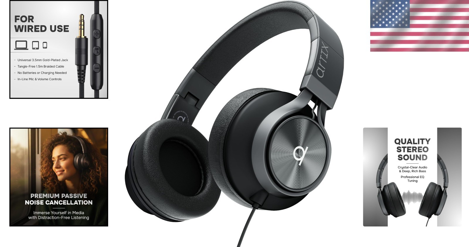 Over-Ear Wired Headphones for Kids & Adults