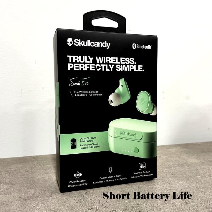 Skullcandy Sesh Evo Earbuds – Pure Mint – Used – Short Battery Life