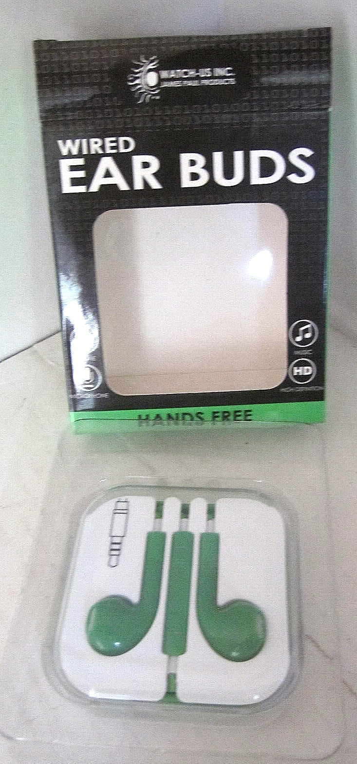 BRAND NEW 3 colors HD WIRED HANDS FREE EAR BUDS 3.5mm Audio Port Watch-Us EARBUD