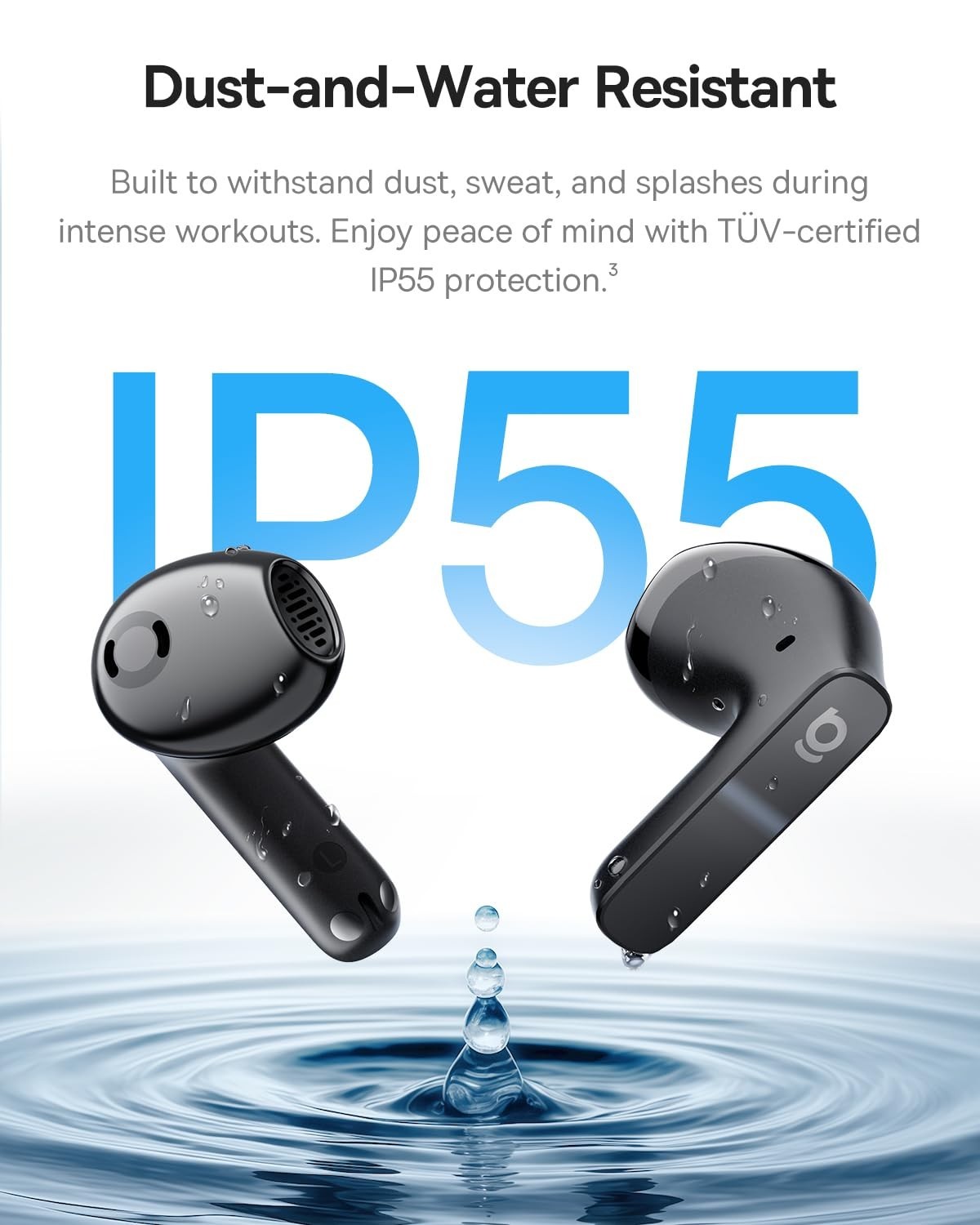 Noise Cancelling Semi-In-Ear Earbuds, Hi-Res Audio, 40H Playtime, 6-Mic Call