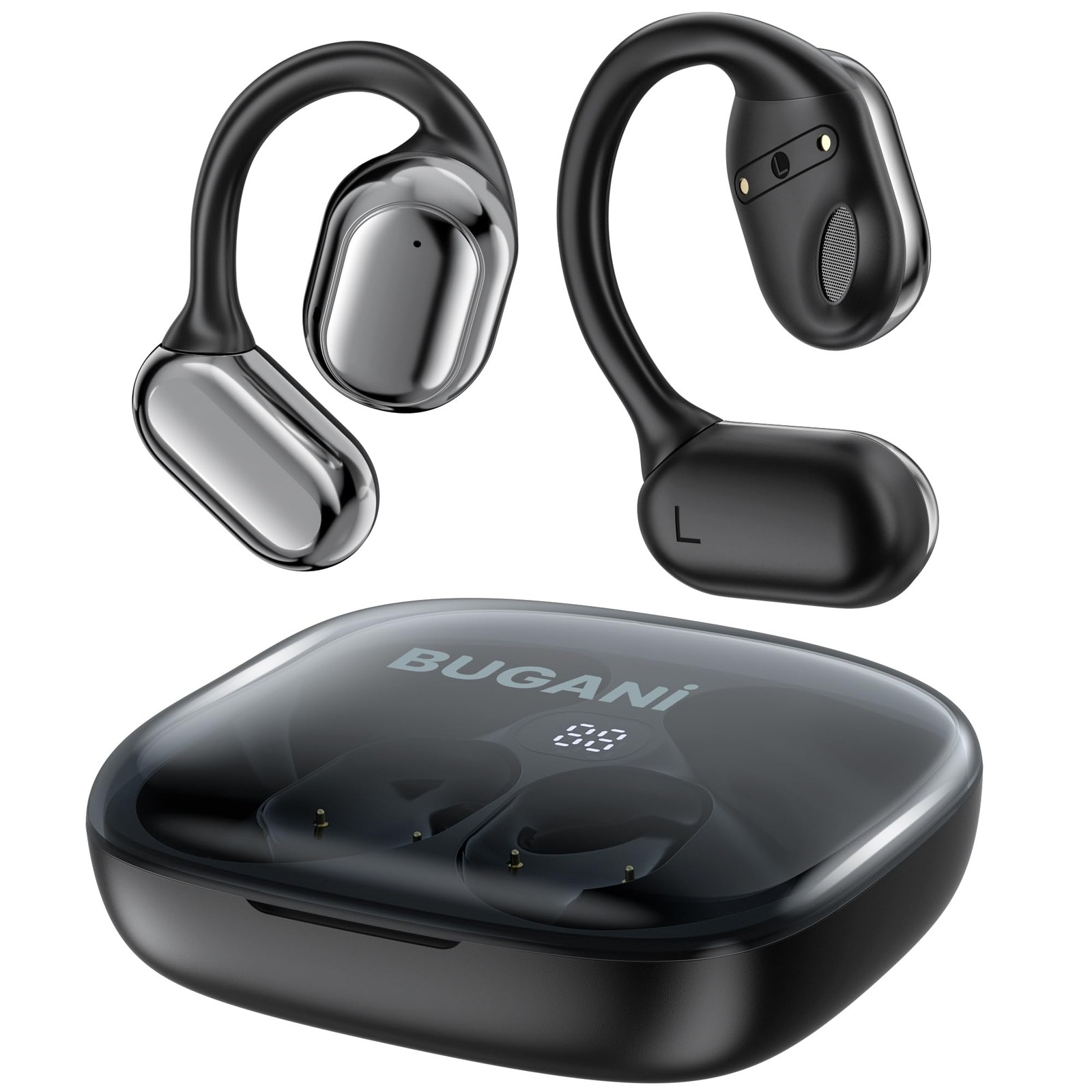 Bugani Open Ear Headphones Bluetooth 5.3 Wireless Headphones Dual Large Driver
