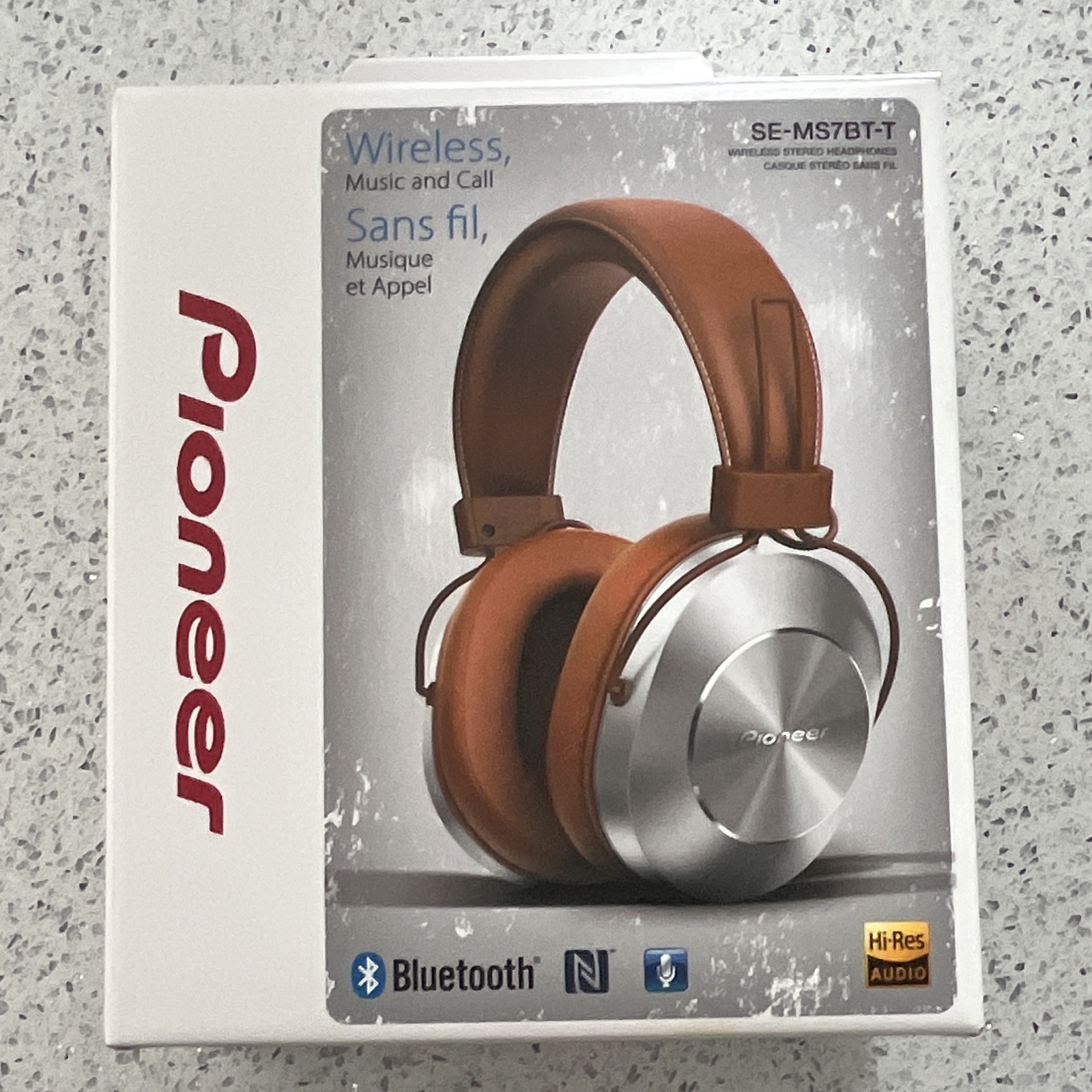 Pioneer SE-MS7BT-T Wireless Bluetooth Over-Ear Headphones Brown/Silver w/ Case