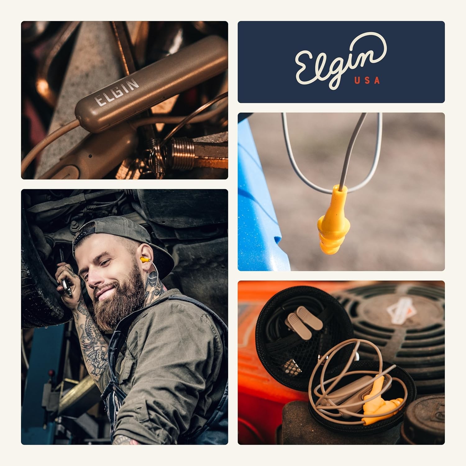 Elgin Ruckus Wireless Bluetooth Earplug Headphones, 25 dB NRR, Noise Orange