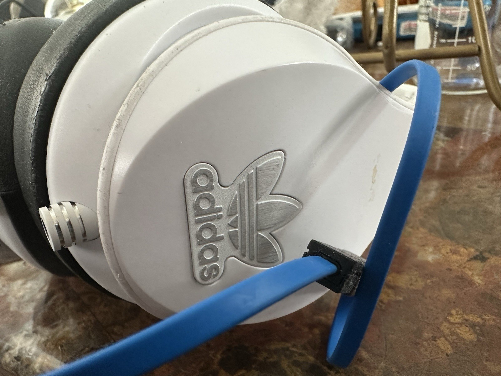 Adidas Over-Ear Wired Headphones (White/Black – Blue Cable)