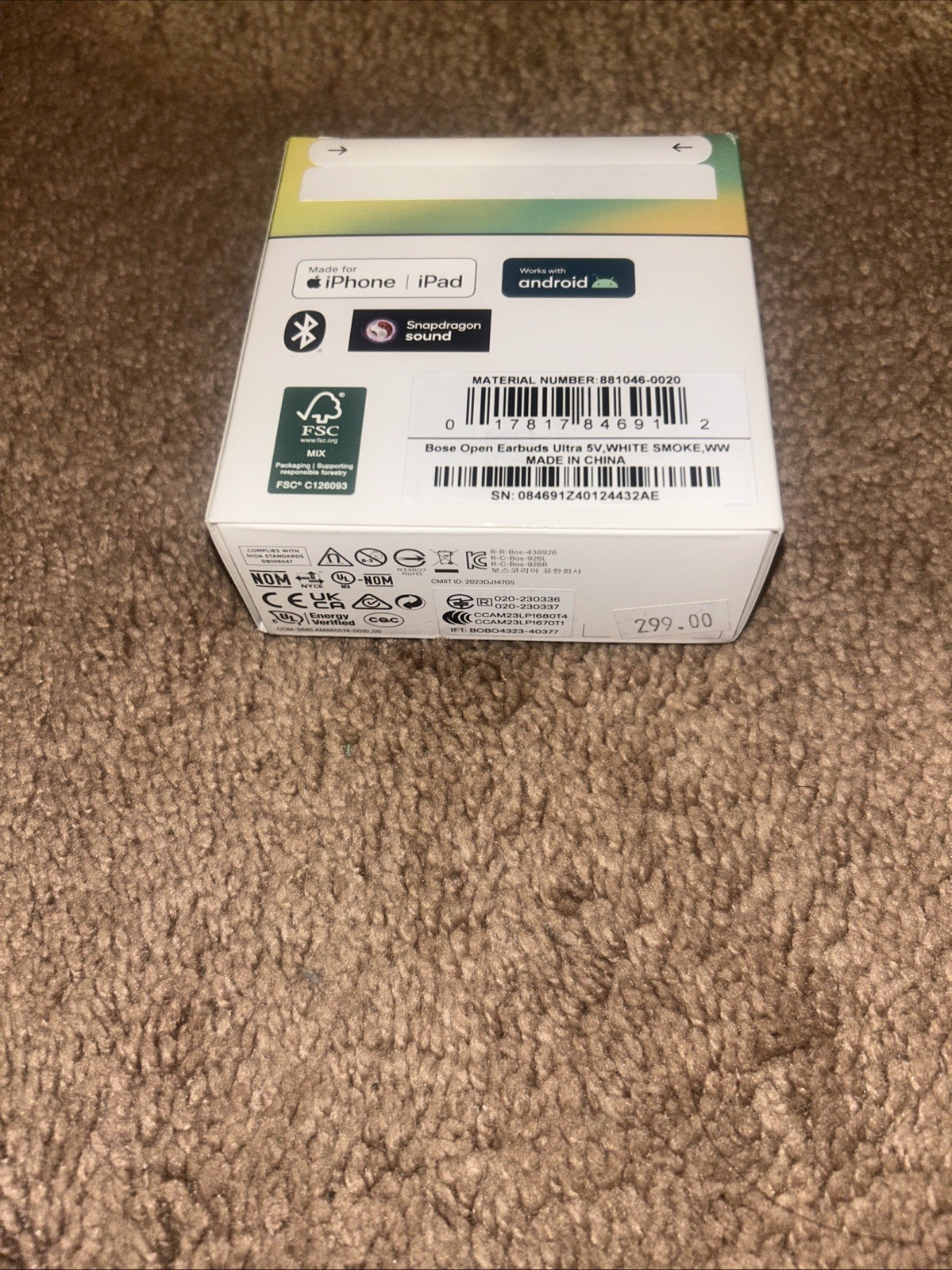 Bose Ultra Open Earbuds – White Smoke, (881046-0020)