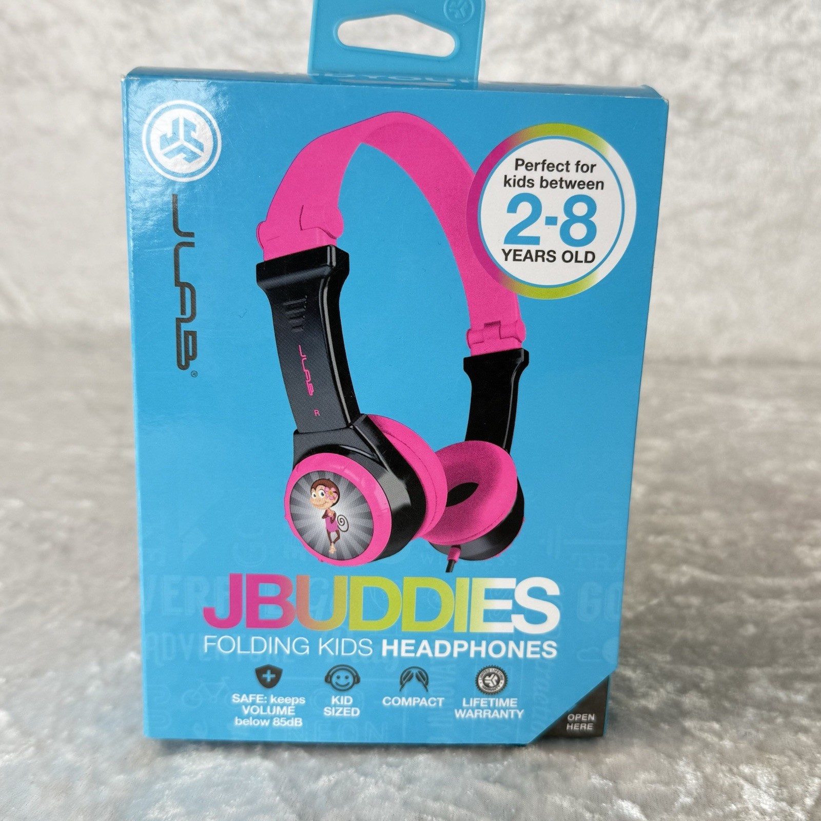 JLAB Audio JBuddies Folding Kids Headphones – Ages 2-8 Years, Pink/Black – New