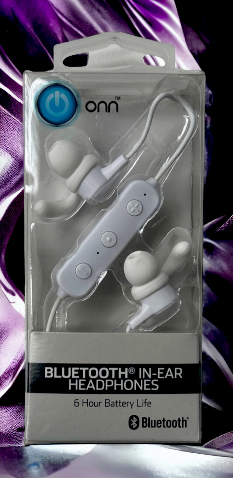 ONN Bluetooth in-Ear Headphones with Built-in Microphone (white) Brand New