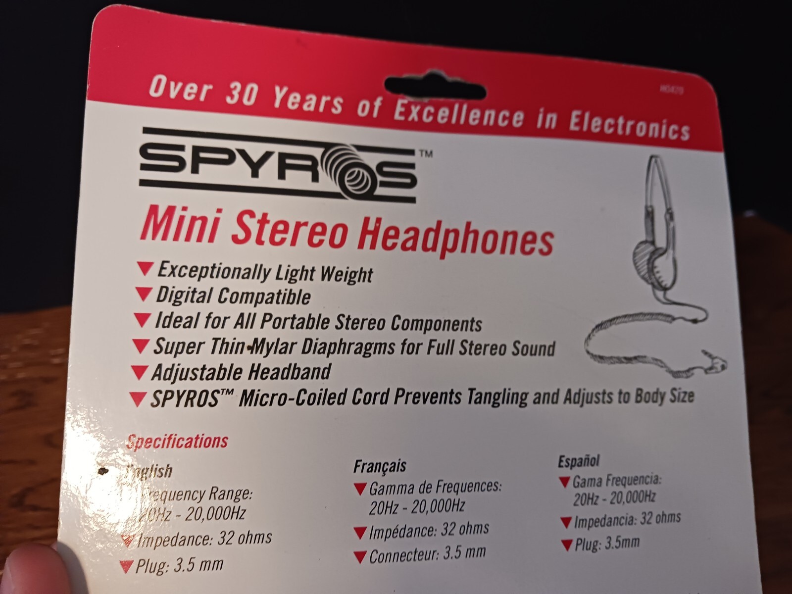 Vintage SENTRY SPYROS COILED CORD Gray Mini Stereo Headphone Ear Pads H0420 New!
