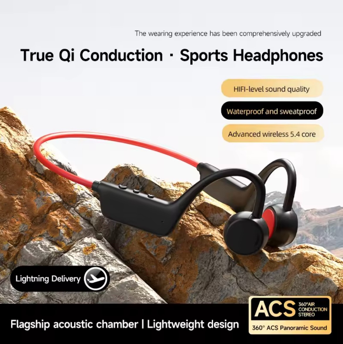 Open Ear Headphones Waterproof Bone Conduction with Mic