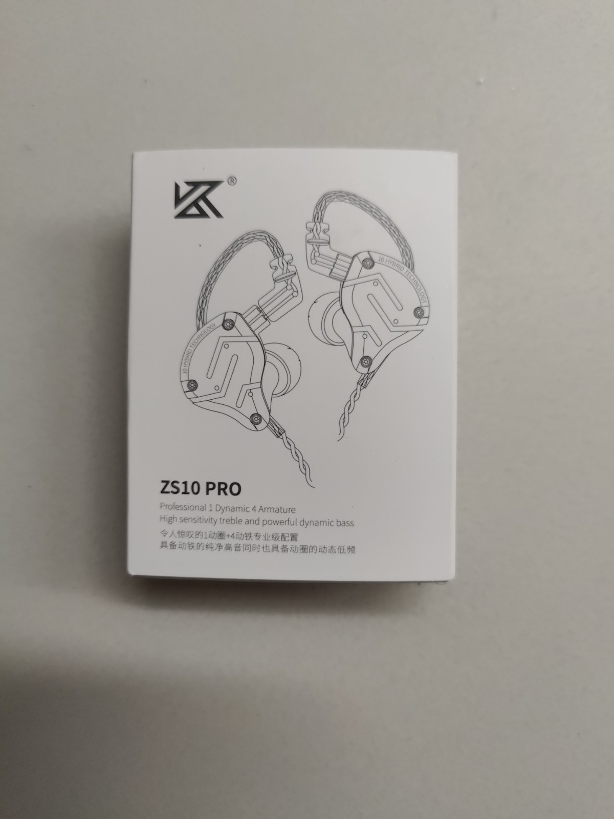 KZ ZS10 Pro, Linsoul 4BA+1DD 5 Driver in-Ear HiFi Earphones w/ Mic, Stone black