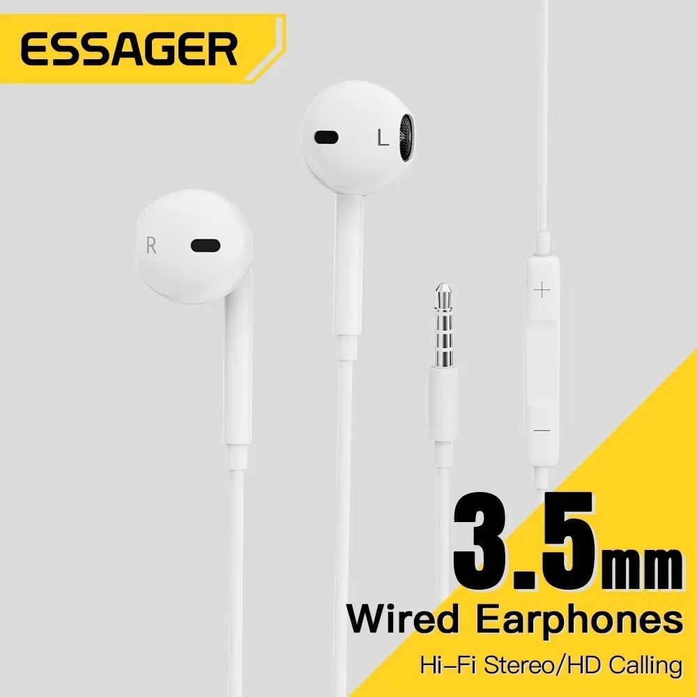 Essager 3.5mm Wired Earphones In-Ear Headset with Microphone Stereo Headphones
