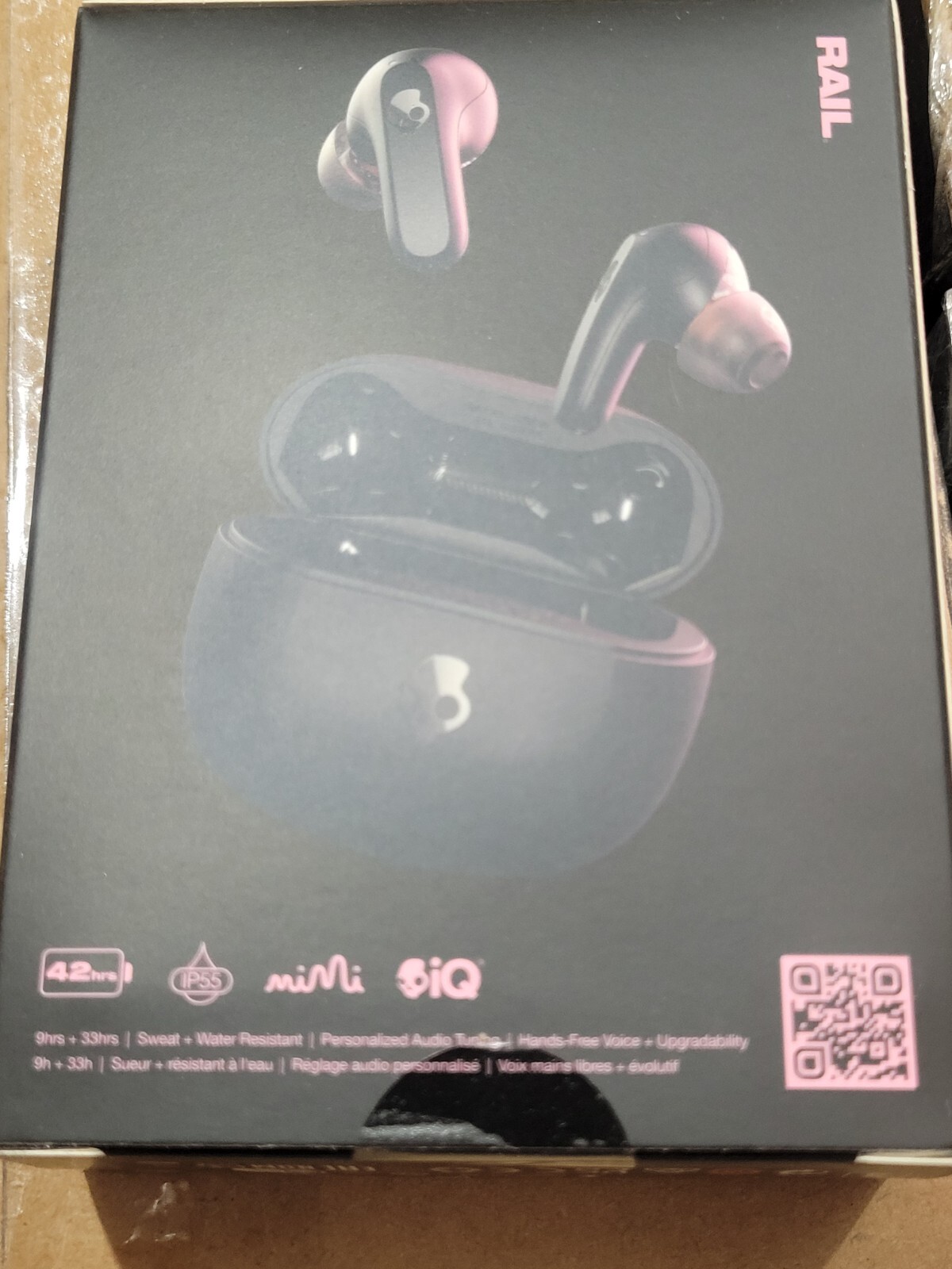 Skullcandy – Rail In-Ear Wireless Earbuds – iPhone Android Bluetooth- True Black