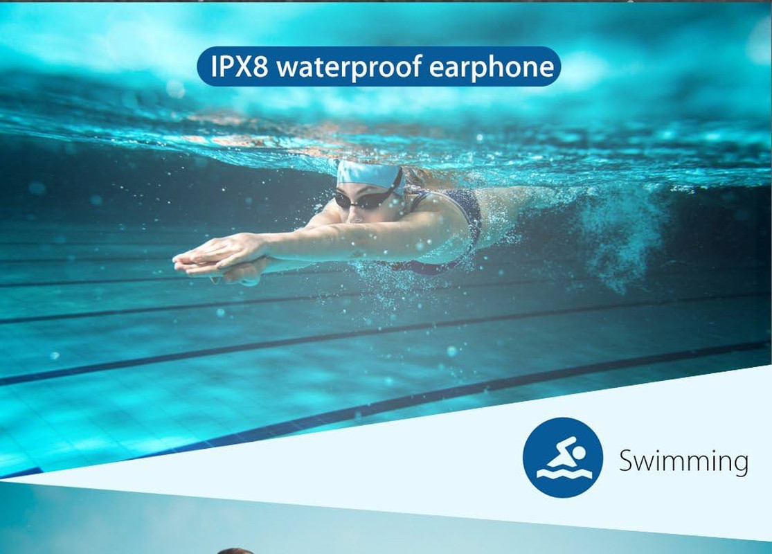 Ipx8 Waterproof Underwater Headphones for Swimming Laps, Diving, Hot Tub Spa, Fr