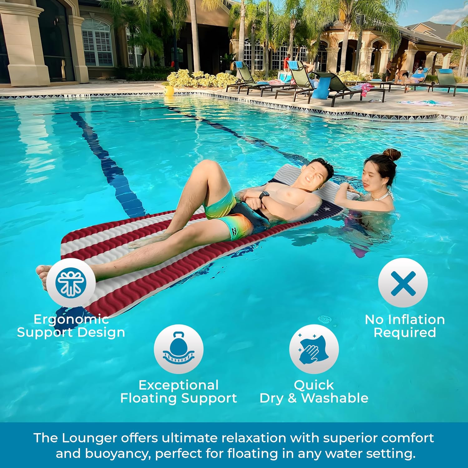 Infinity Lounger Effusion Float for Adults and Kids, Ultra Buoyant Water Floats