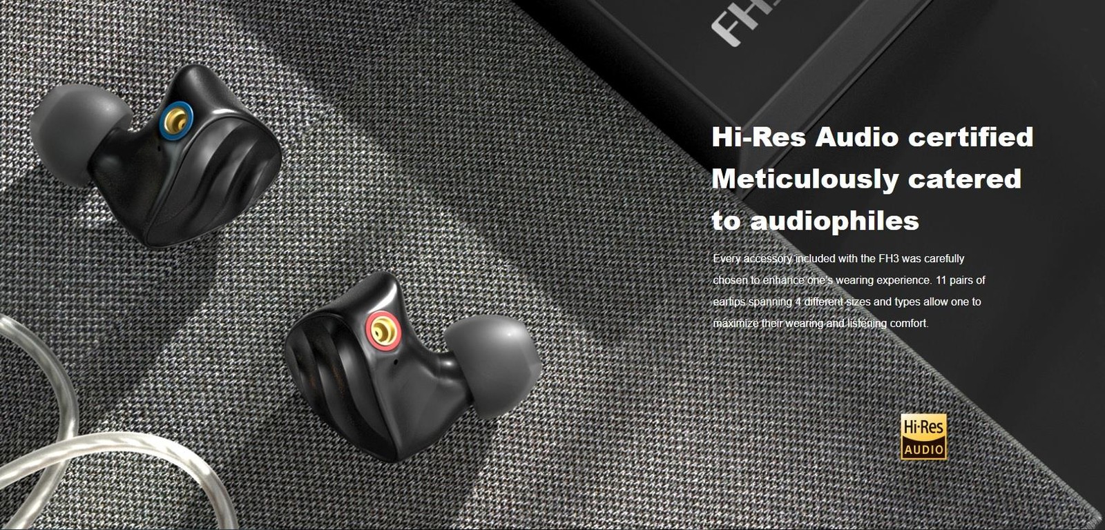 New Fiio FH3 Dynamic Hybrid Earbuds with Detachable Cables (Black)